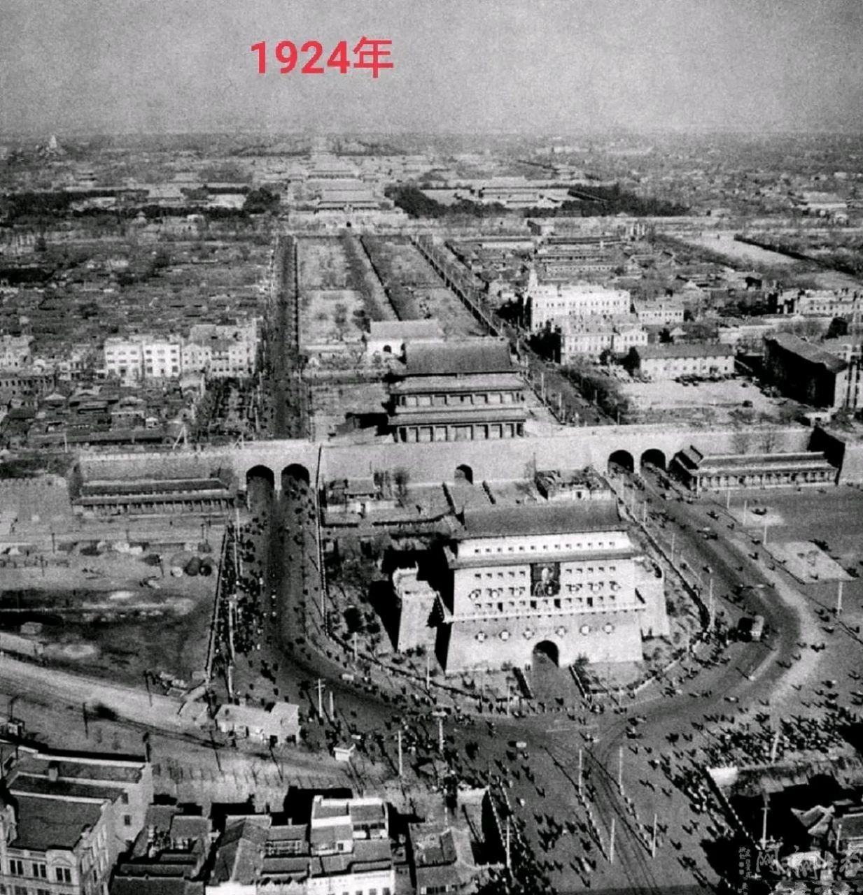 [云喝酒]万万没有想到在1924年的北京和今天的北京的对比图中,它们的