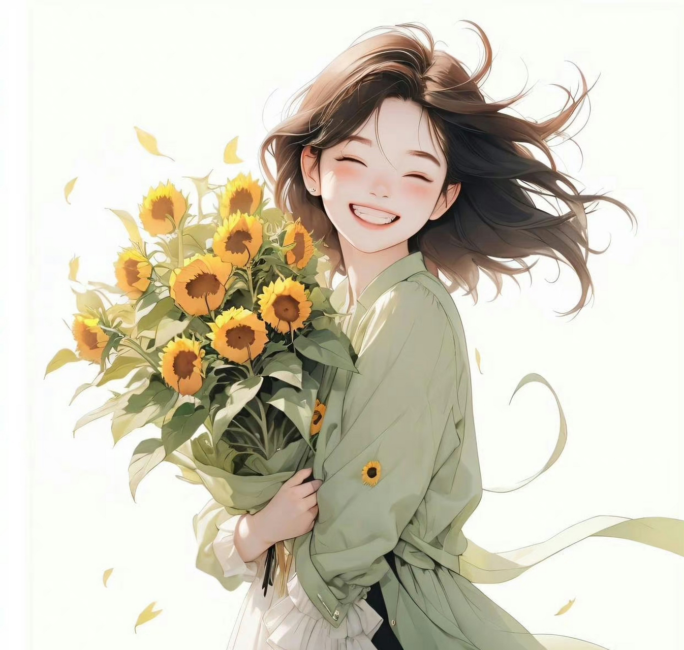 温暖治愈向日葵女生头像.