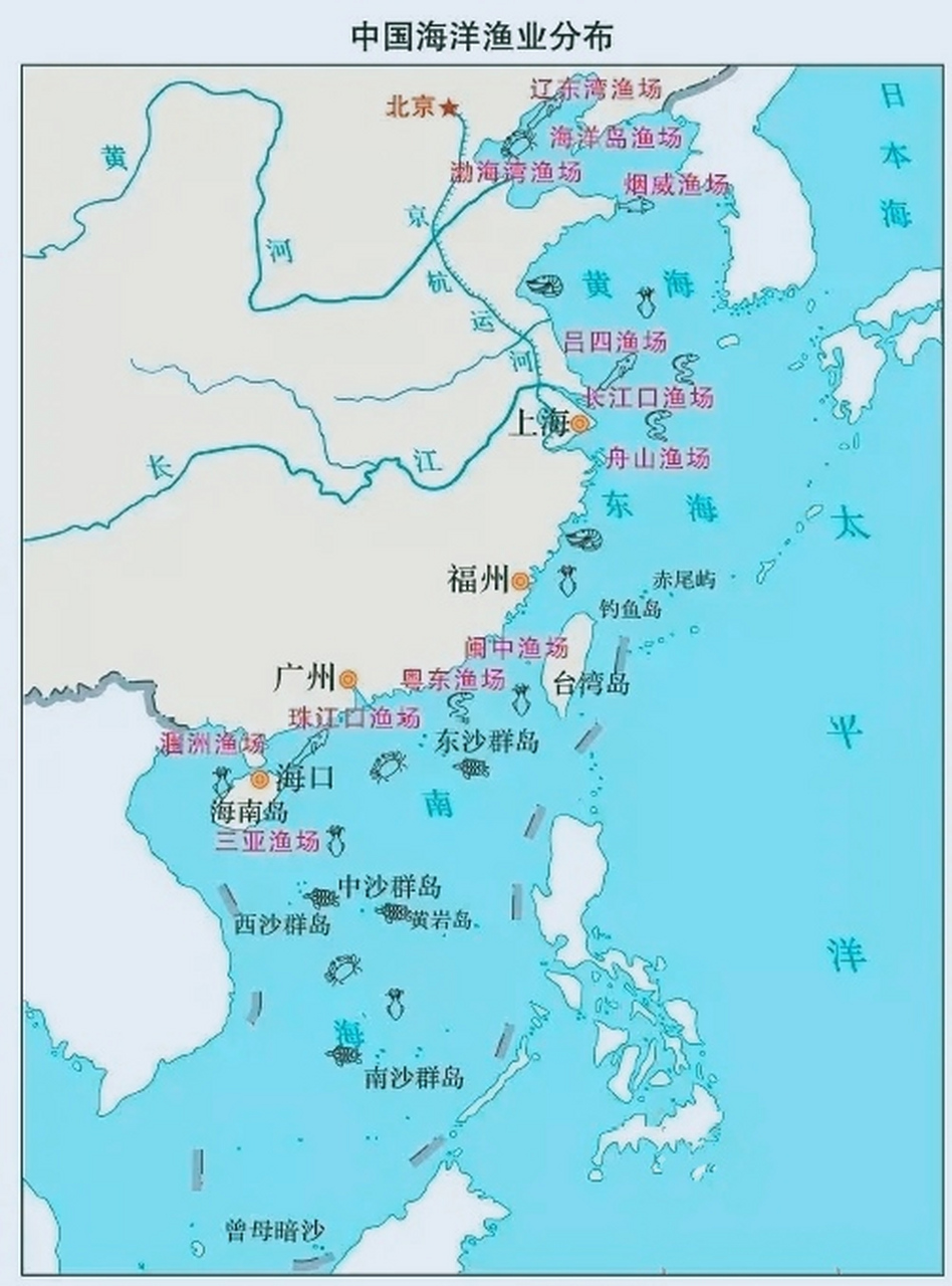 我国四大渔场分别是,黄渤海渔场,舟山渔场,南部沿海渔场,北部湾渔场