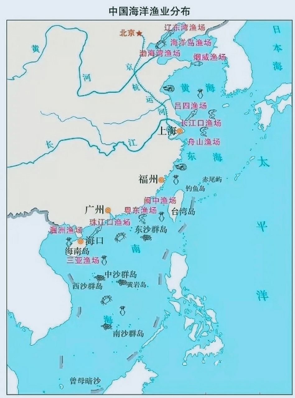 中国四大渔场分布图图片