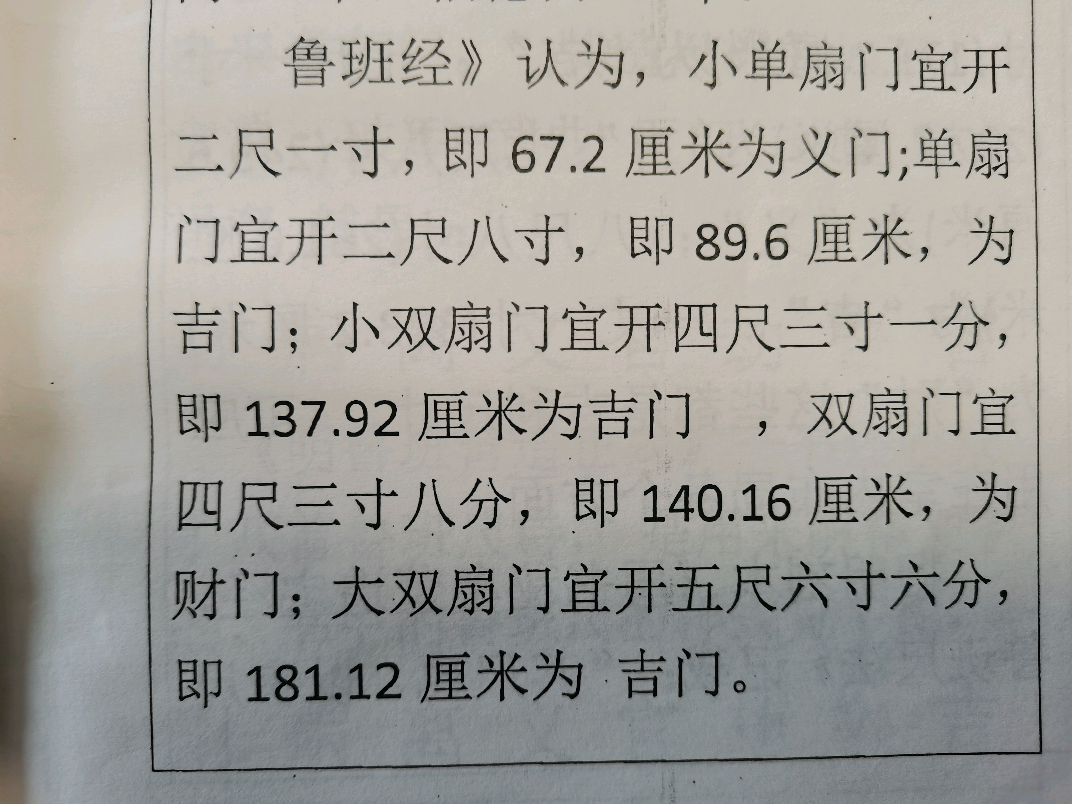 鲁班尺门的吉利尺寸