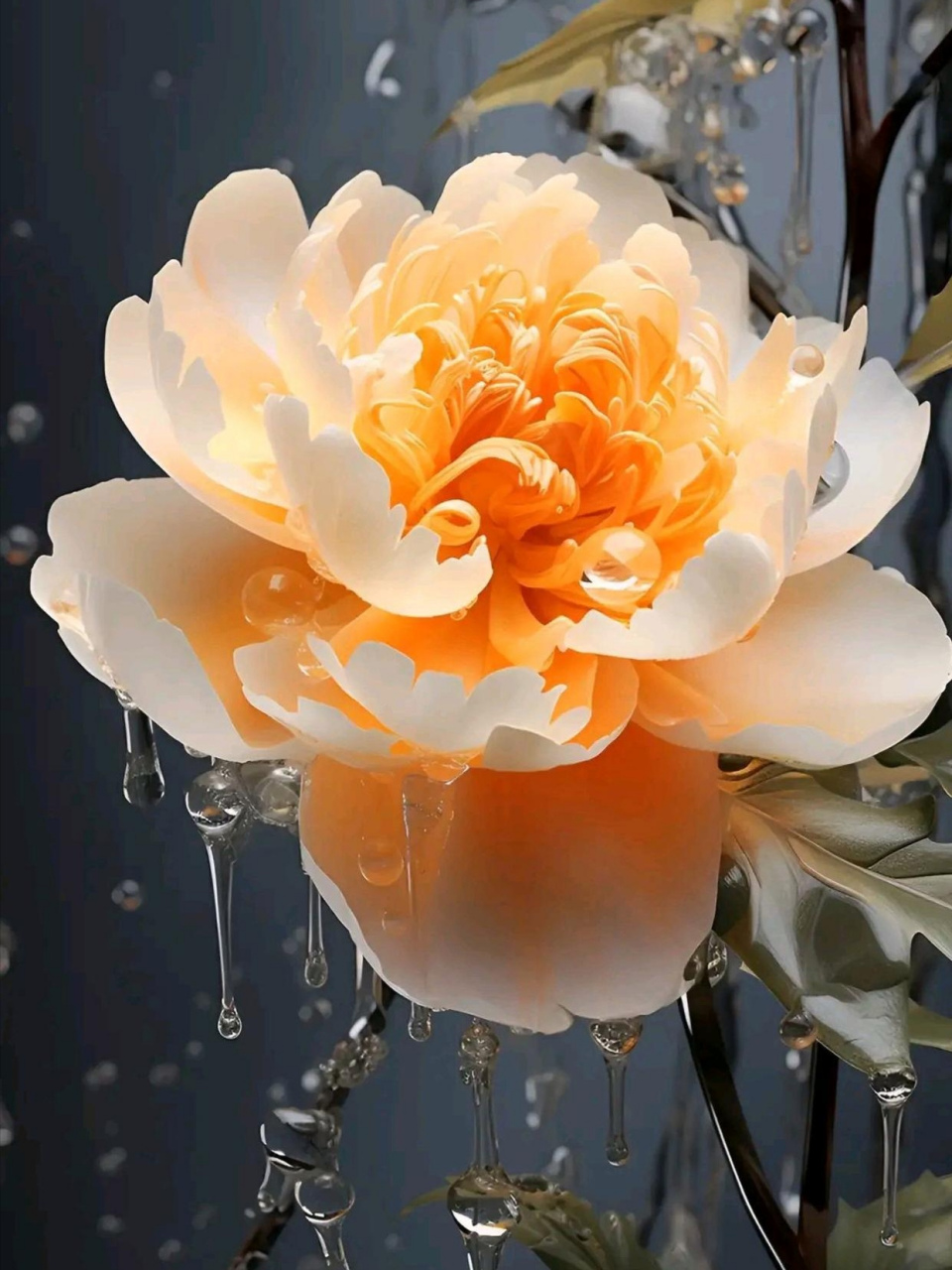 工艺美花分享:橙色牡丹,雍容华贵