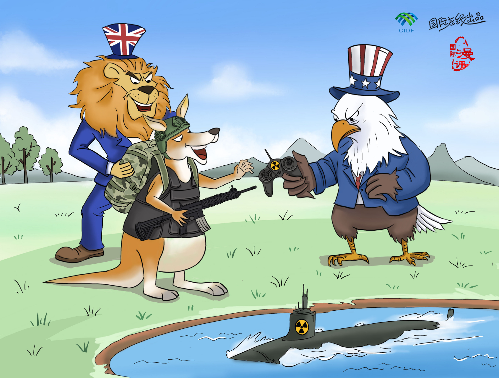 关于美国,澳大利亚和英国,有人画了这样一幅漫画,你看懂了吗?