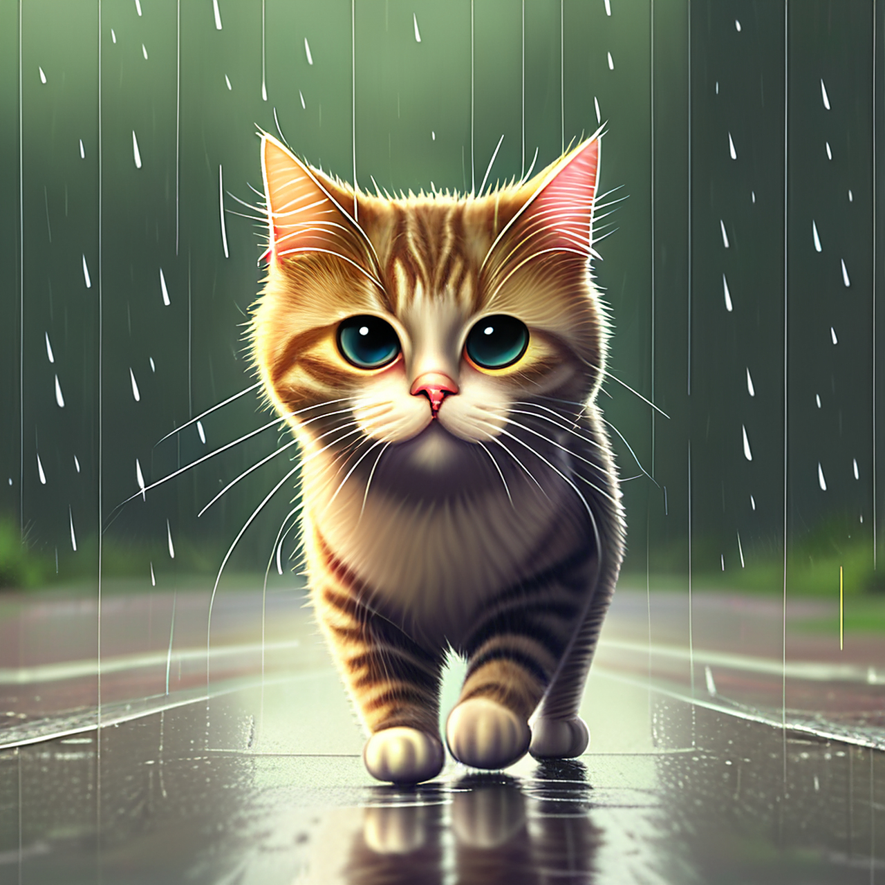 下雨了 来看看雨中的猫咪. #百度ai绘图黑科技