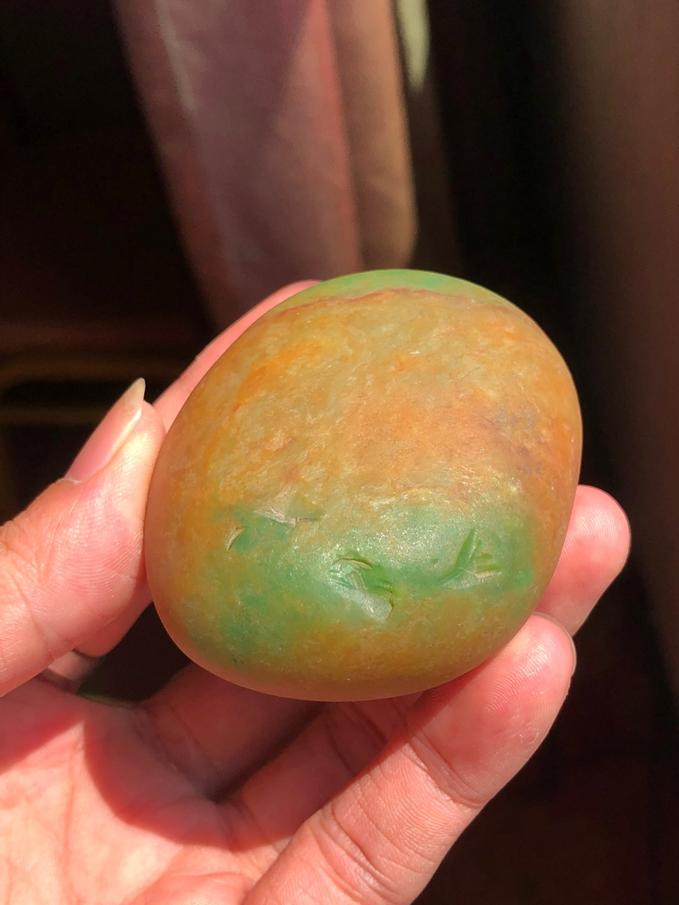 极品大马坎黄加绿水石手把件料子!