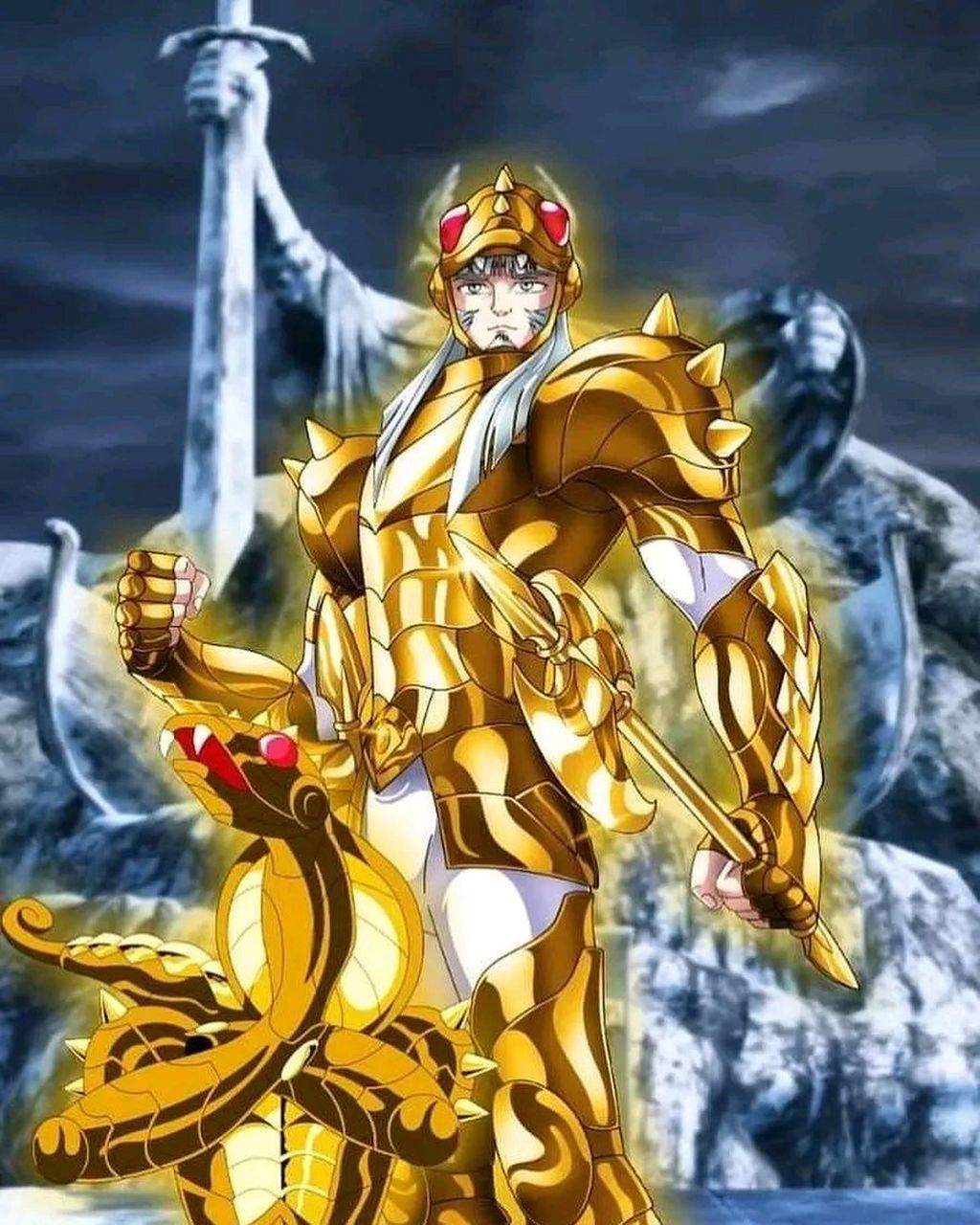 黄金圣衣化的北欧神斗士.#动漫# #插画# #圣斗士星矢