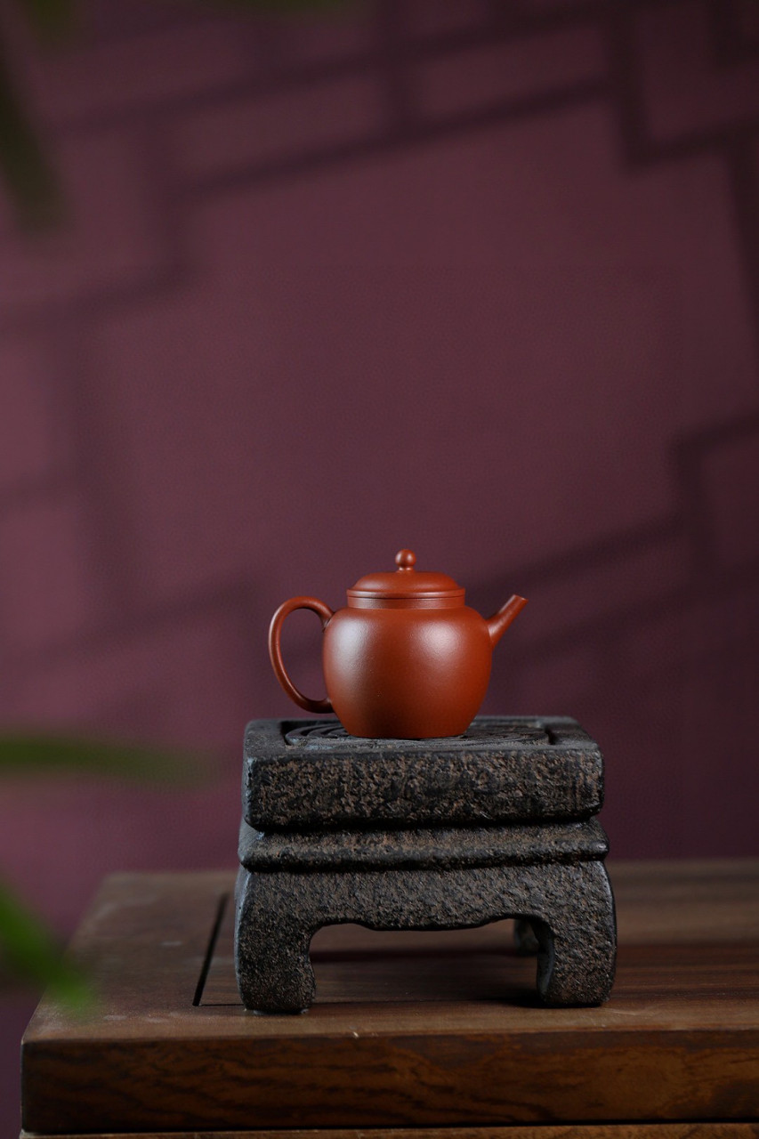 明式巨轮|优质赵庄朱泥|130cc|全手  实力派高启蒙作品,略带弧度的壶