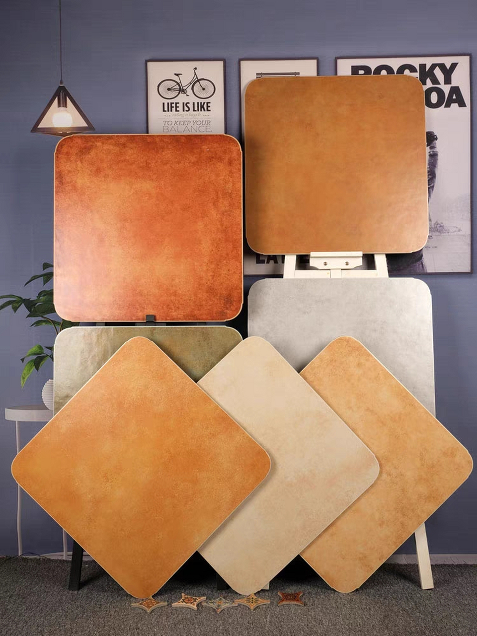 美式田园瓷砖圆角仿古砖地中海600x600厨卫砖带角花防滑地砖500