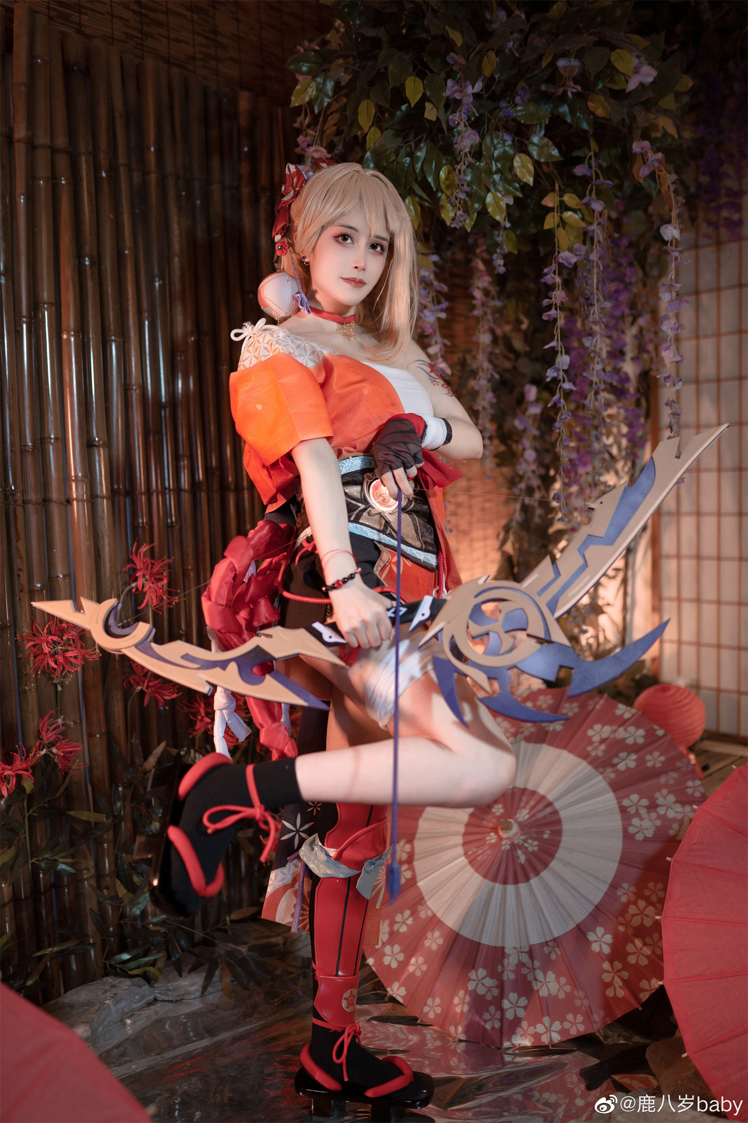 鹿八岁baby私人cos宵宫，堪比神明少女的完美演绎！