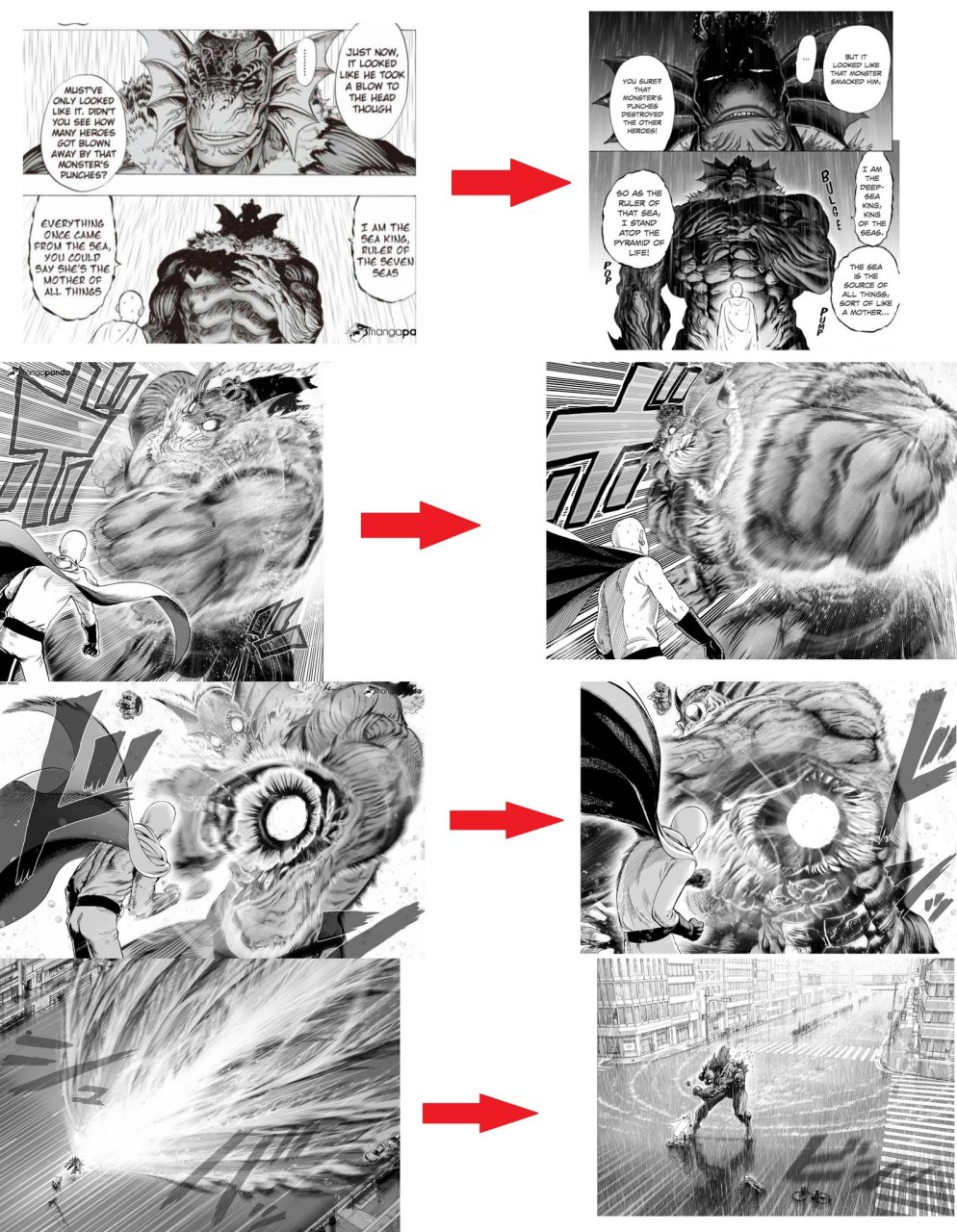 一拳超人# 深海王对比:one原版vs村田雄介重制版