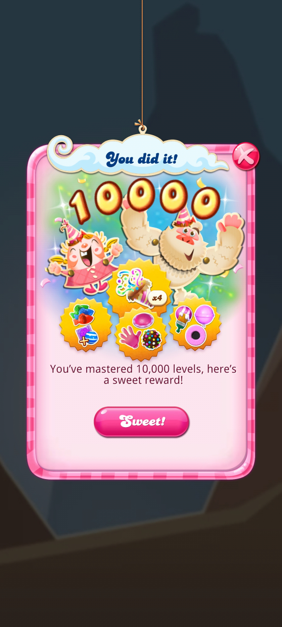 candy crush saga,解锁第10000关.