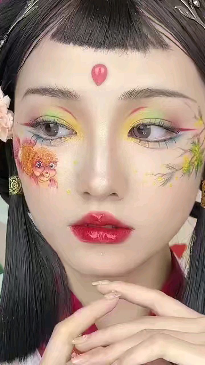 创意古风妆容,彩绘小金鱼 水为财,鱼为灵 不慕浮华,快乐随行.-度小视