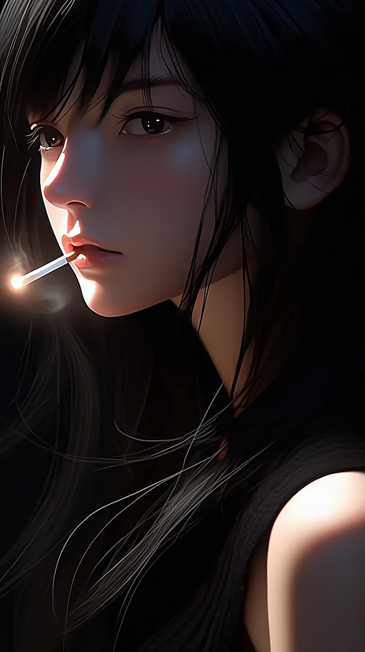 抽烟的女人#美女# #ai绘画# #壁纸