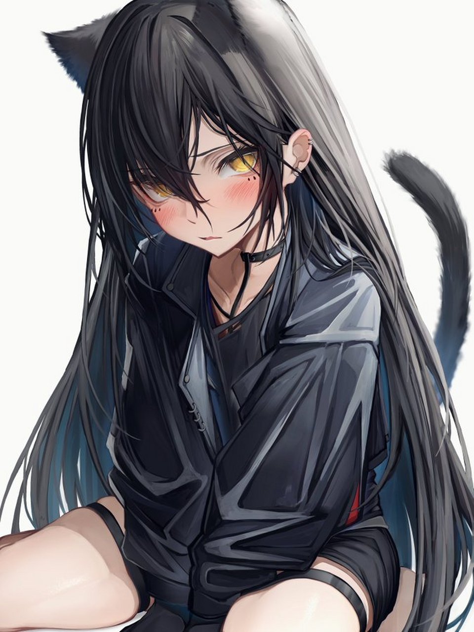 黑猫拟人女图片