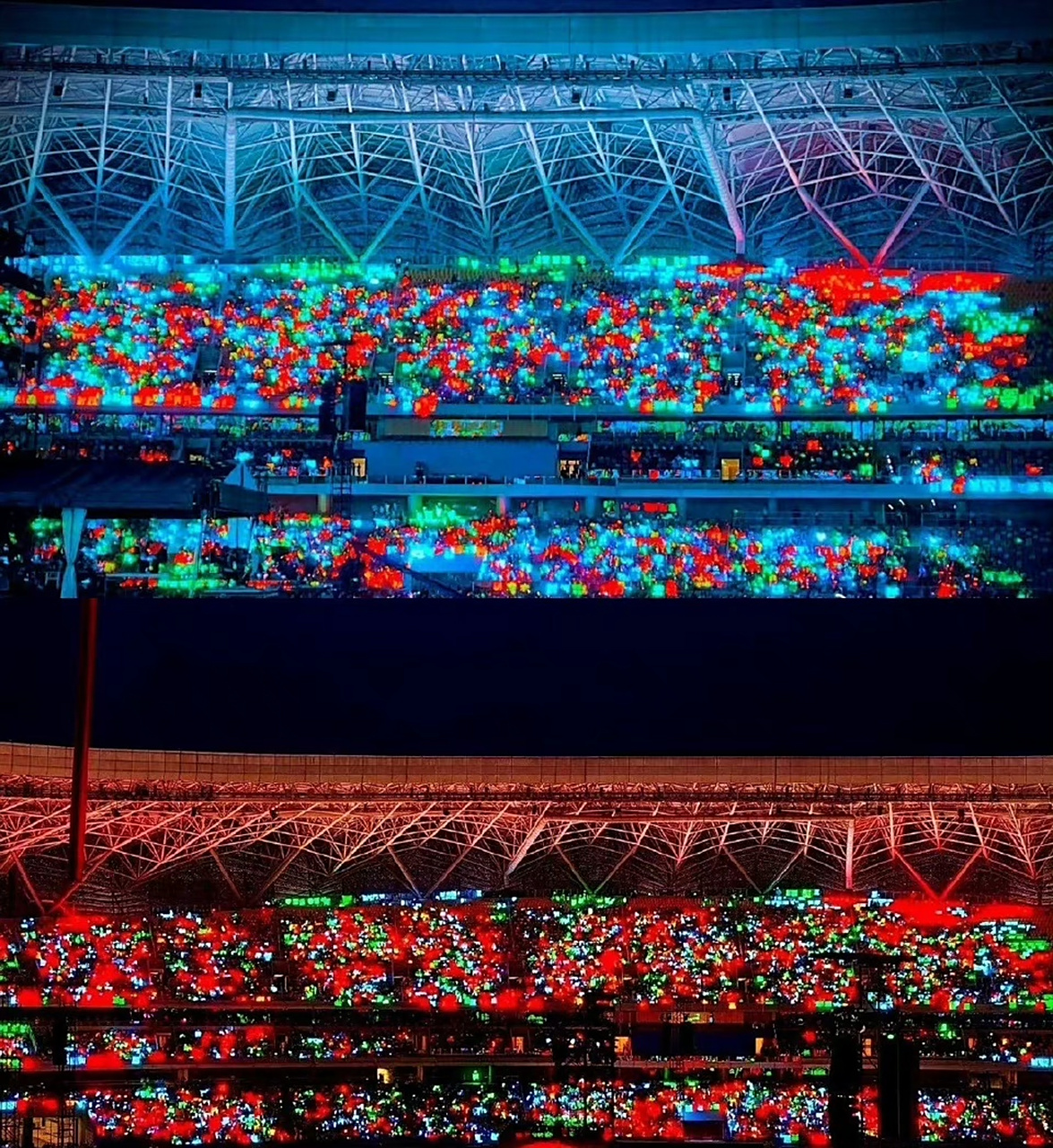 tfboys十周年灯牌,蓝海红海还是绿海?