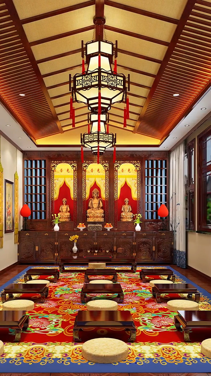 修身养性之地讲究的就是宁静庄严,中式装修可以给你建造这样一处佛堂.