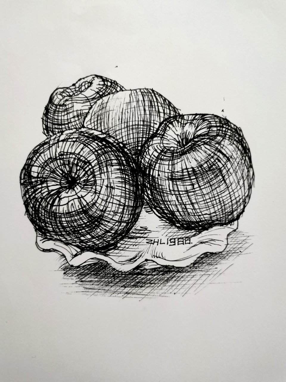 每日一画-画的苹果 #苹果线描# #每日一画每天进步一点点# #水果线描