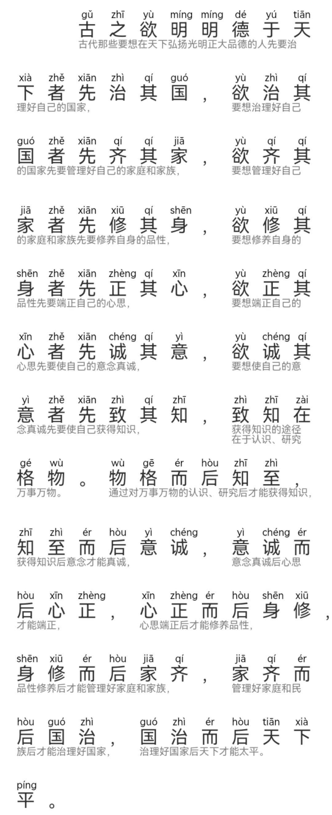 经典文学《大学》节选 格物 知至