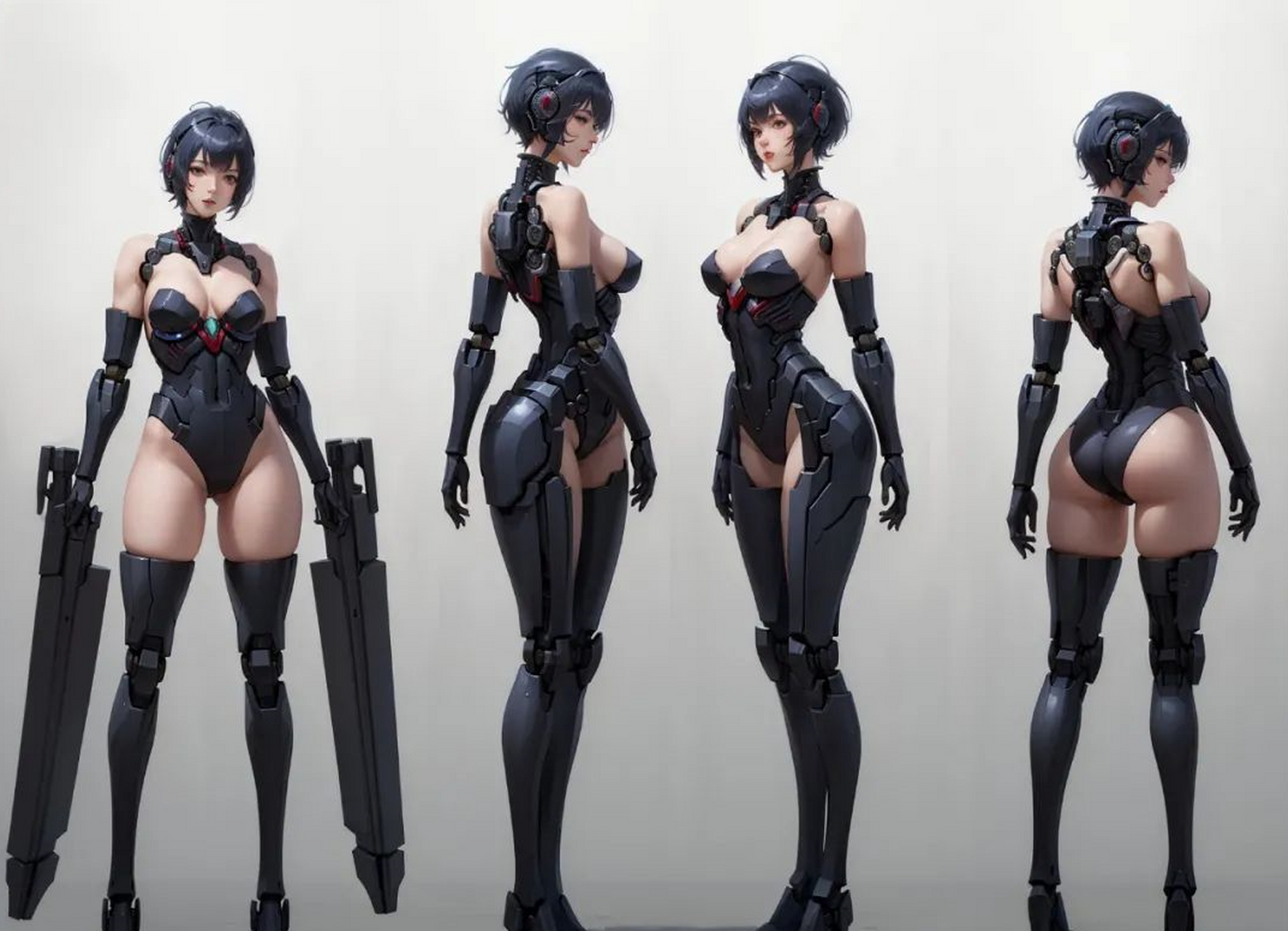 机甲原画,前后左右视图