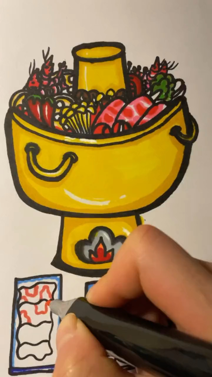 儿童手绘火锅简笔画图片