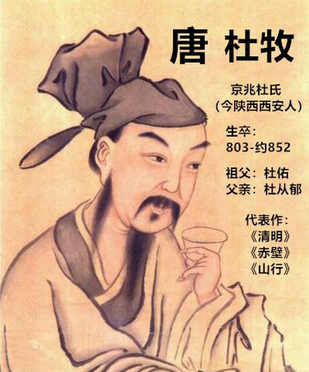 出身京兆杜氏,爷爷是宰相的杜牧曾写下了"旧第开朱门,长安城中央