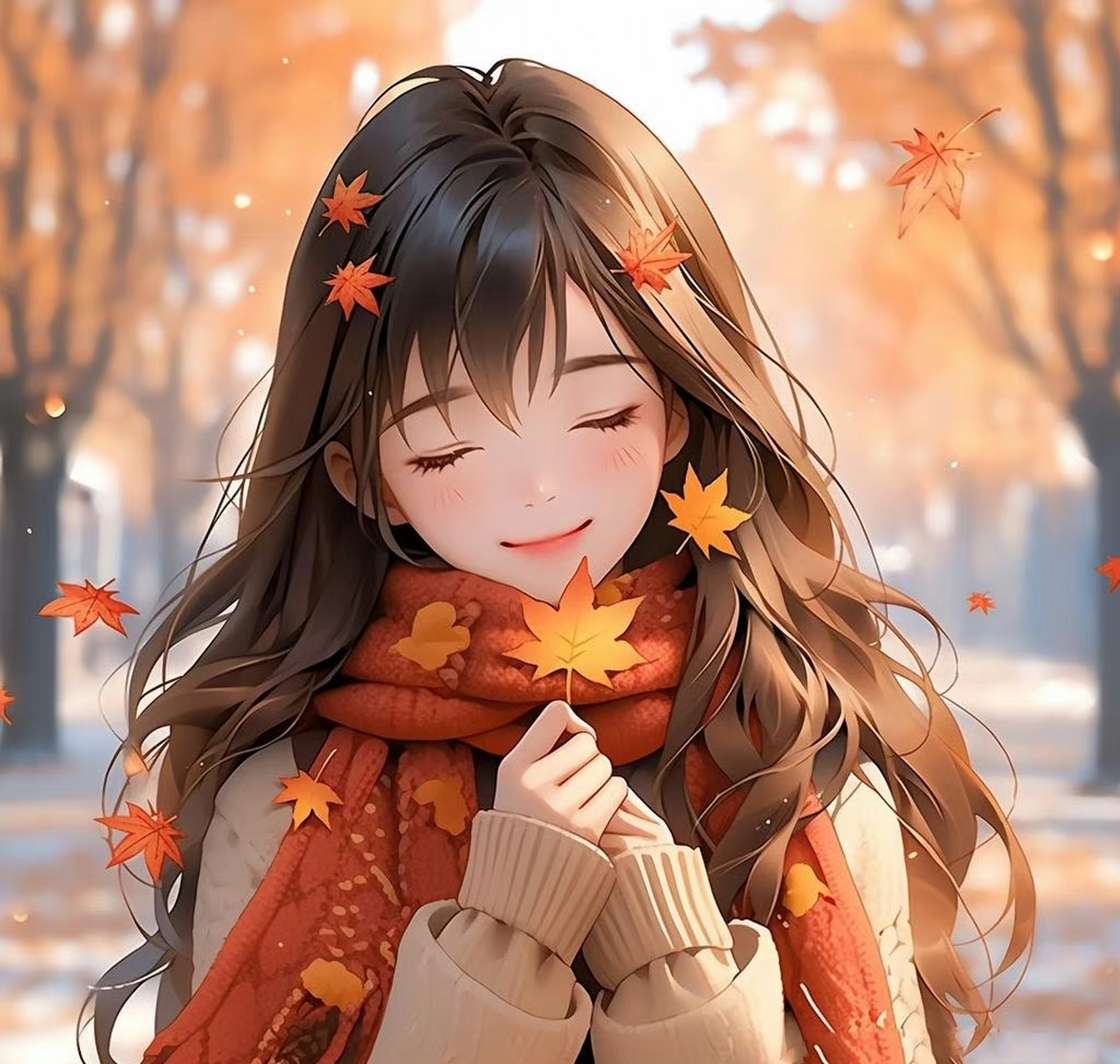 温馨系枫叶女生头像壁纸93 #上京东app搜索苹果上新