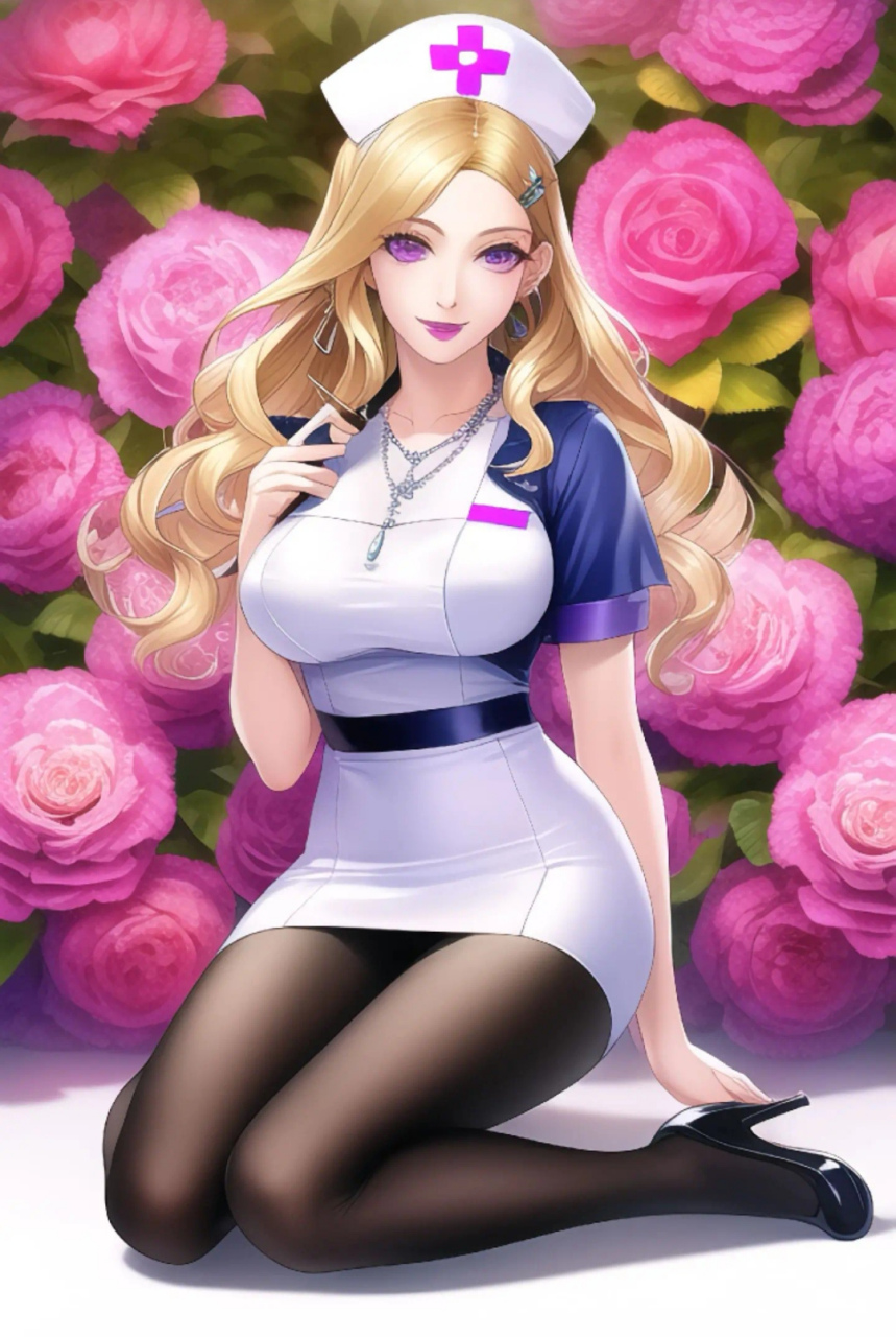 黑丝大长腿金色长发护士大姐姐