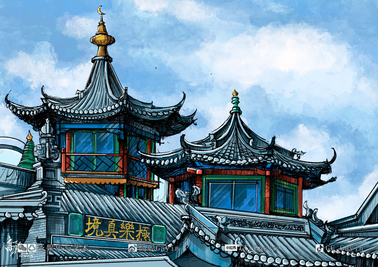 手绘内蒙古(呼和浩特清真大寺)