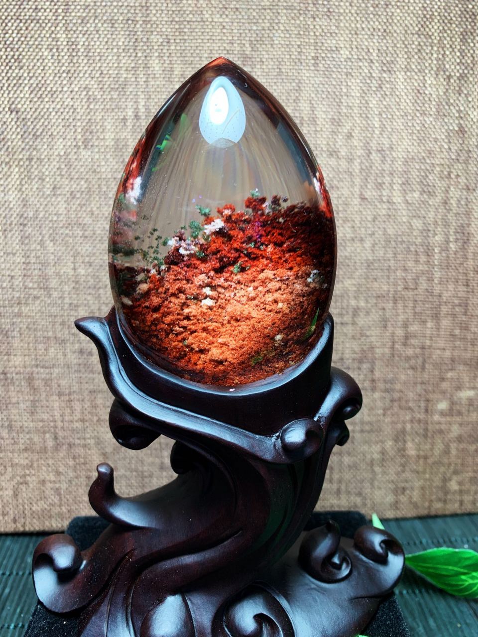 巴西红幽灵原石小摆件 颜色超级艳丽!天然色!红红火火!