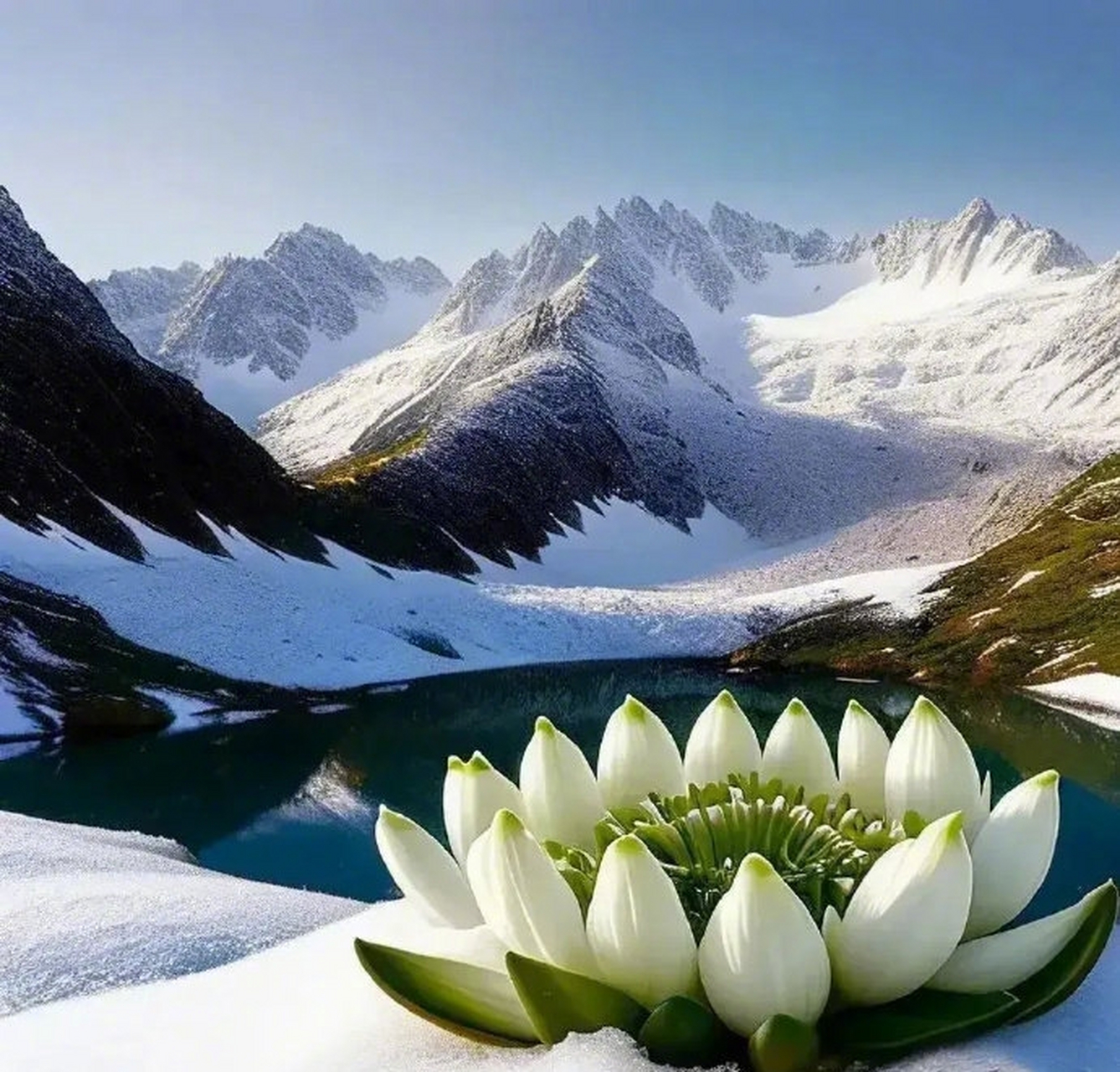 天山雪莲花 ,请欣赏! 美本存艰远,凡俗不可观.