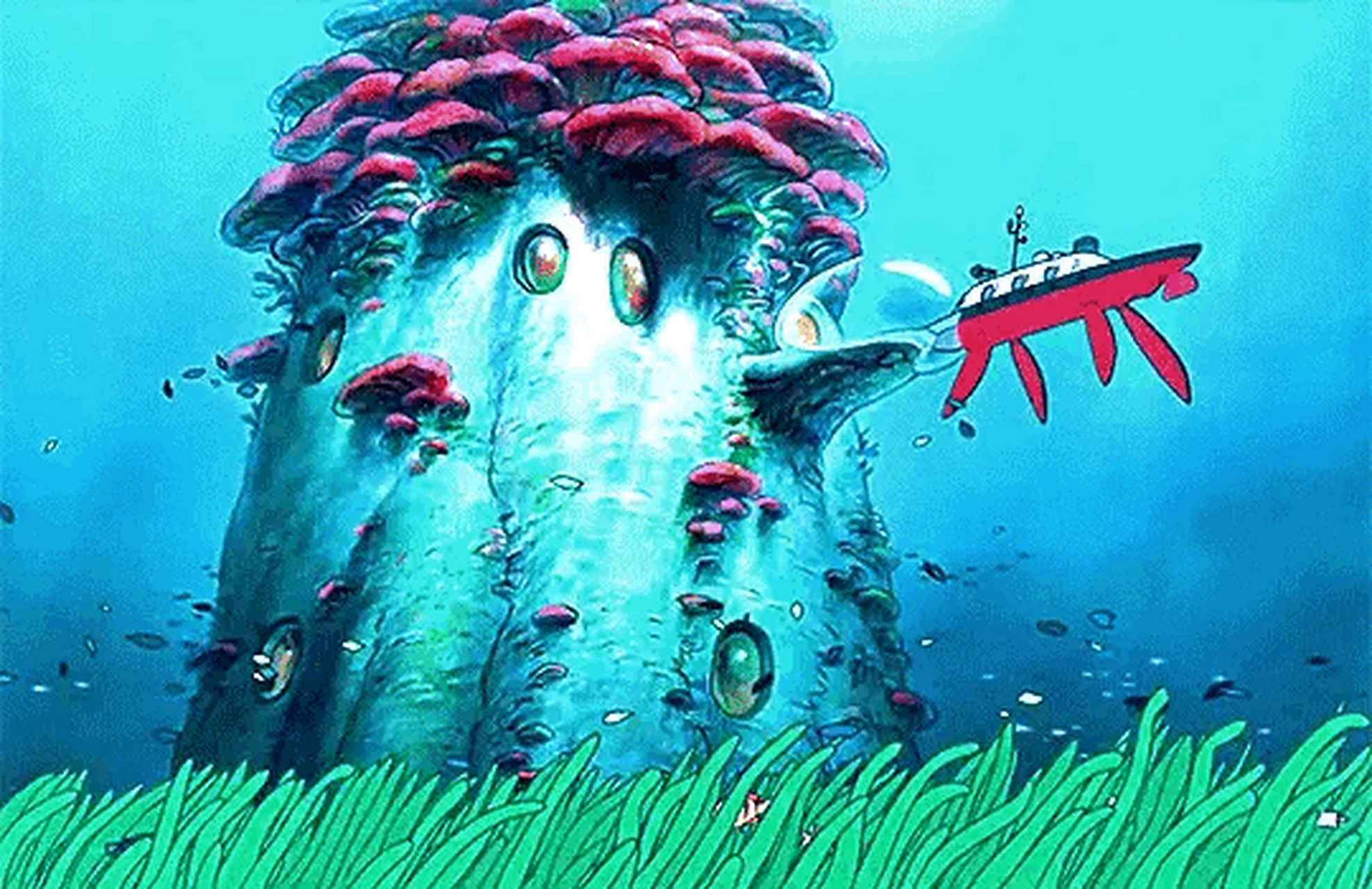 海底世界,各色生物长成自己喜欢的样子,宫崎骏动画《悬崖上的金鱼姬》