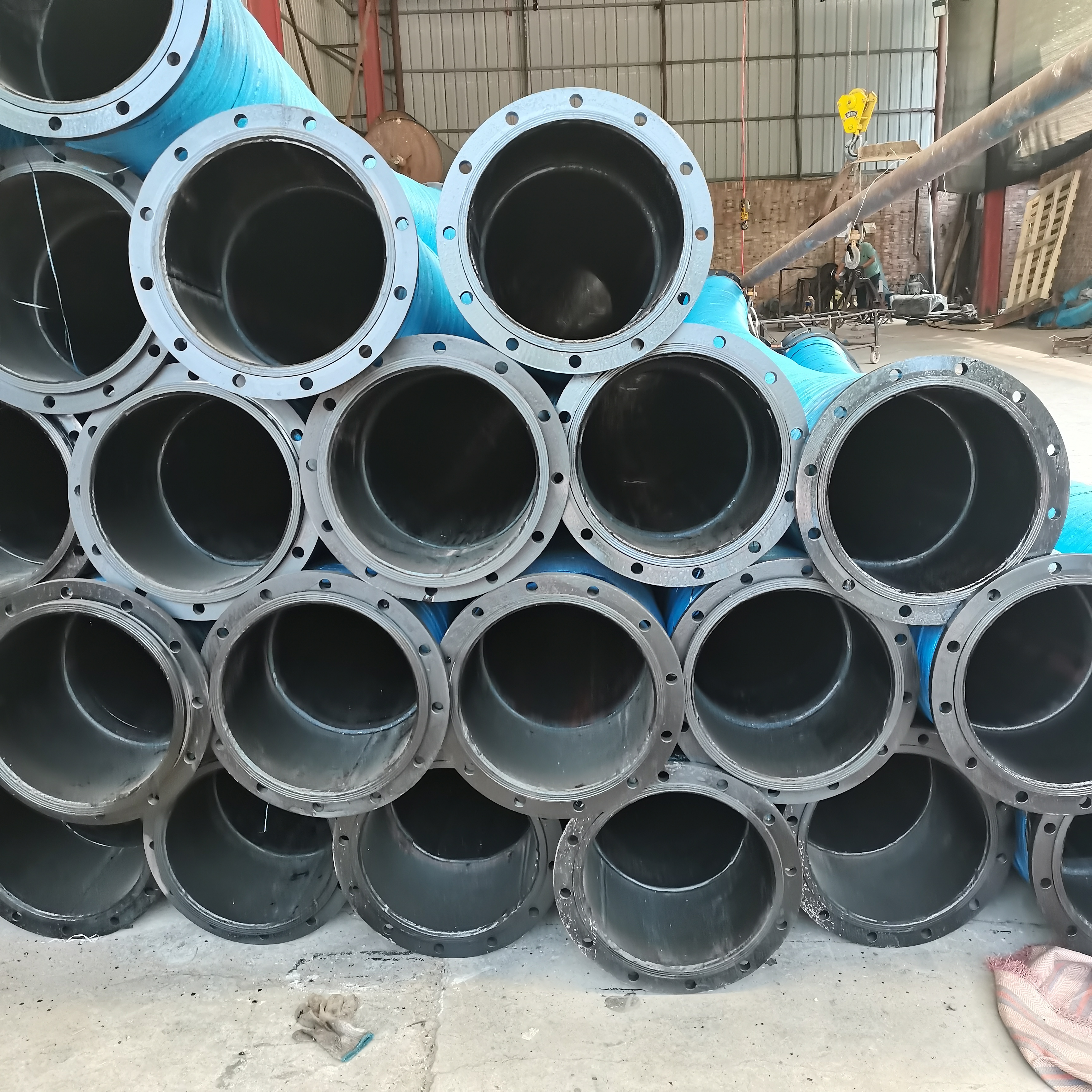 超然厂家供应大口径钢丝骨架橡胶管,大口径高压法兰胶管加工定制