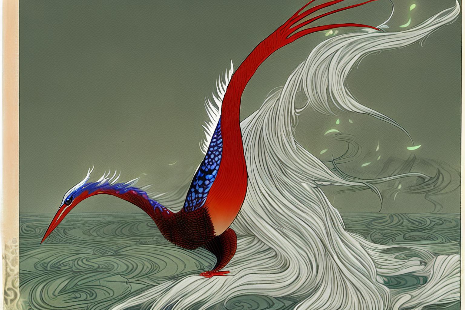 《山海经》鴖 红嘴翠鸟,御火异兽