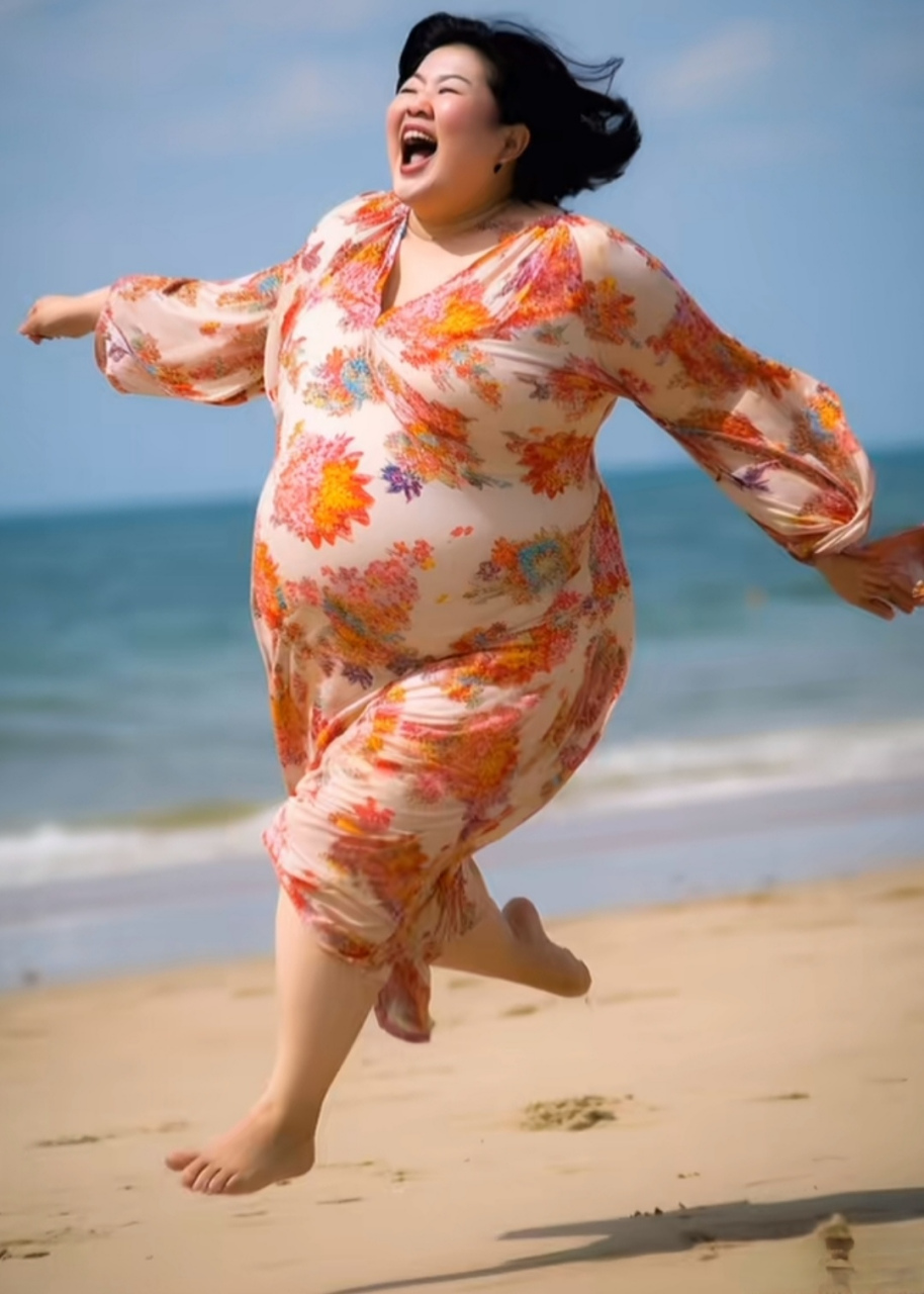 海边飞驰过一个灵活的胖子.