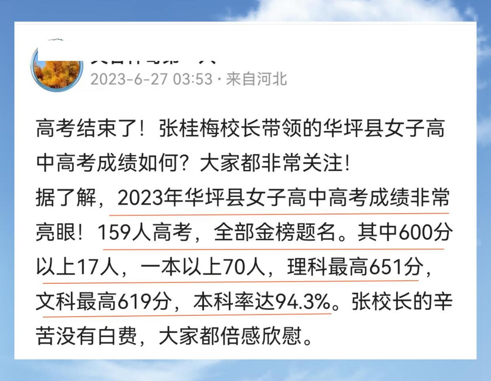 张桂梅的丽江华坪女子高级中学今年高考成绩出炉了,159名贫困女生全部