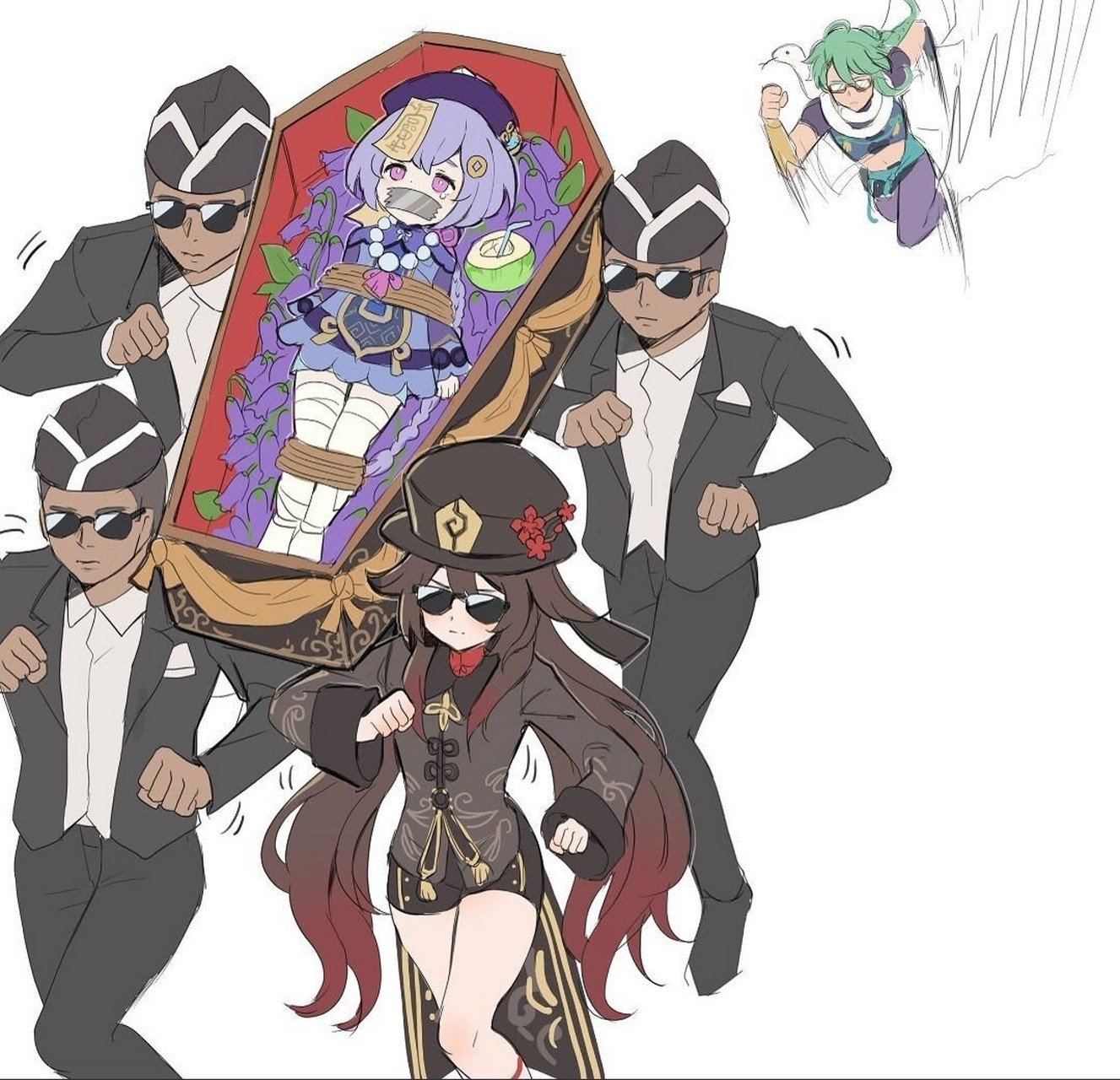 胡桃专业抬棺团队[滑稽][滑稽]#二次元# #原神