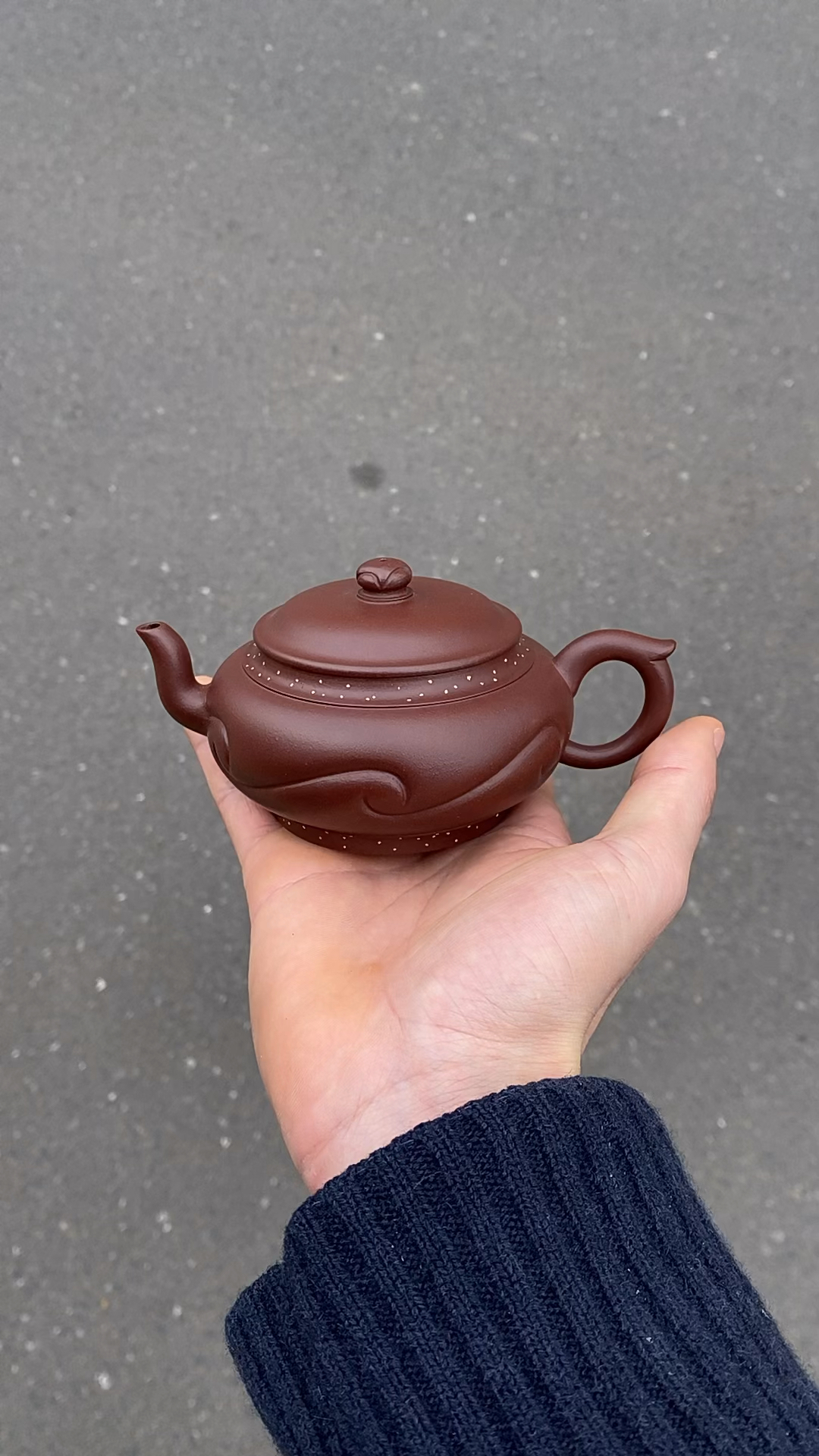 云纹如意紫砂壶,自然光拍摄