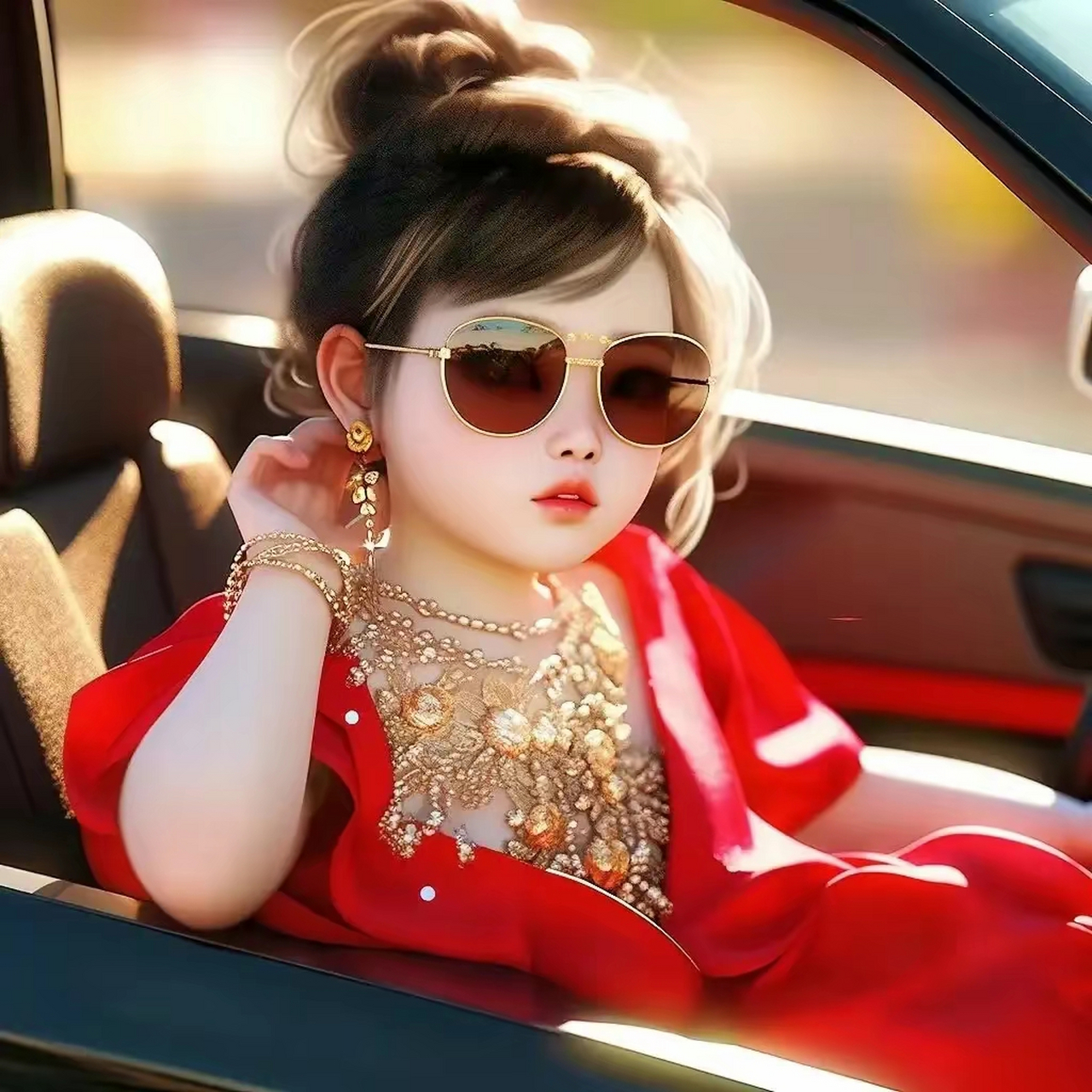 红色头像～穿金戴银的美人头像