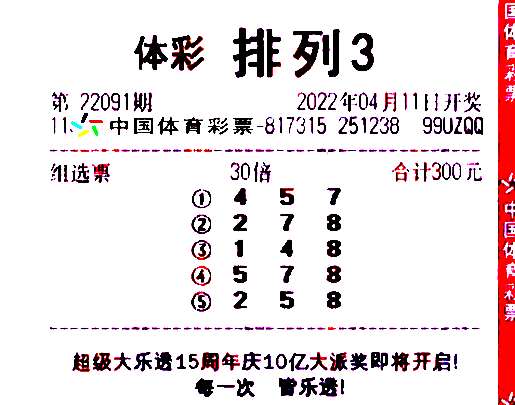 第91期3d晒票,仅供欣赏