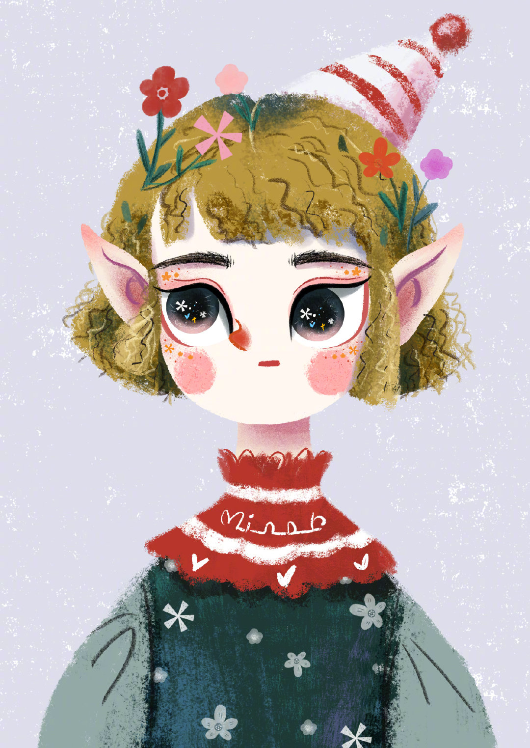 美萌小可爱头像,插画师对色彩的把控非常到位,画风也很独特