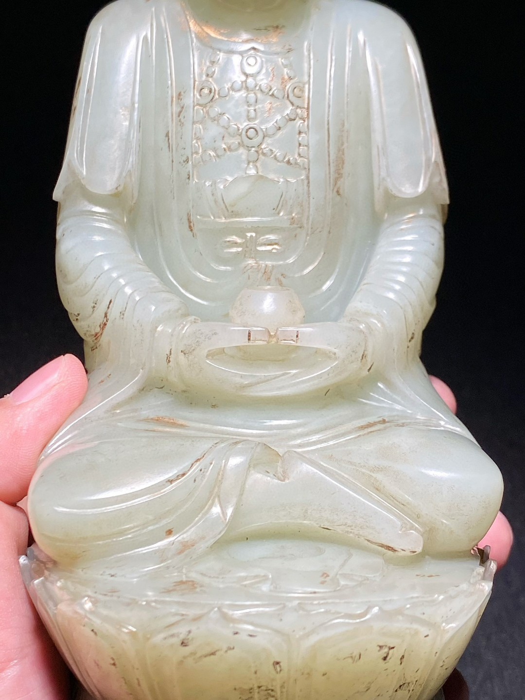 明 和田玉籽料 白玉 释迦摩尼 佛像 摆件