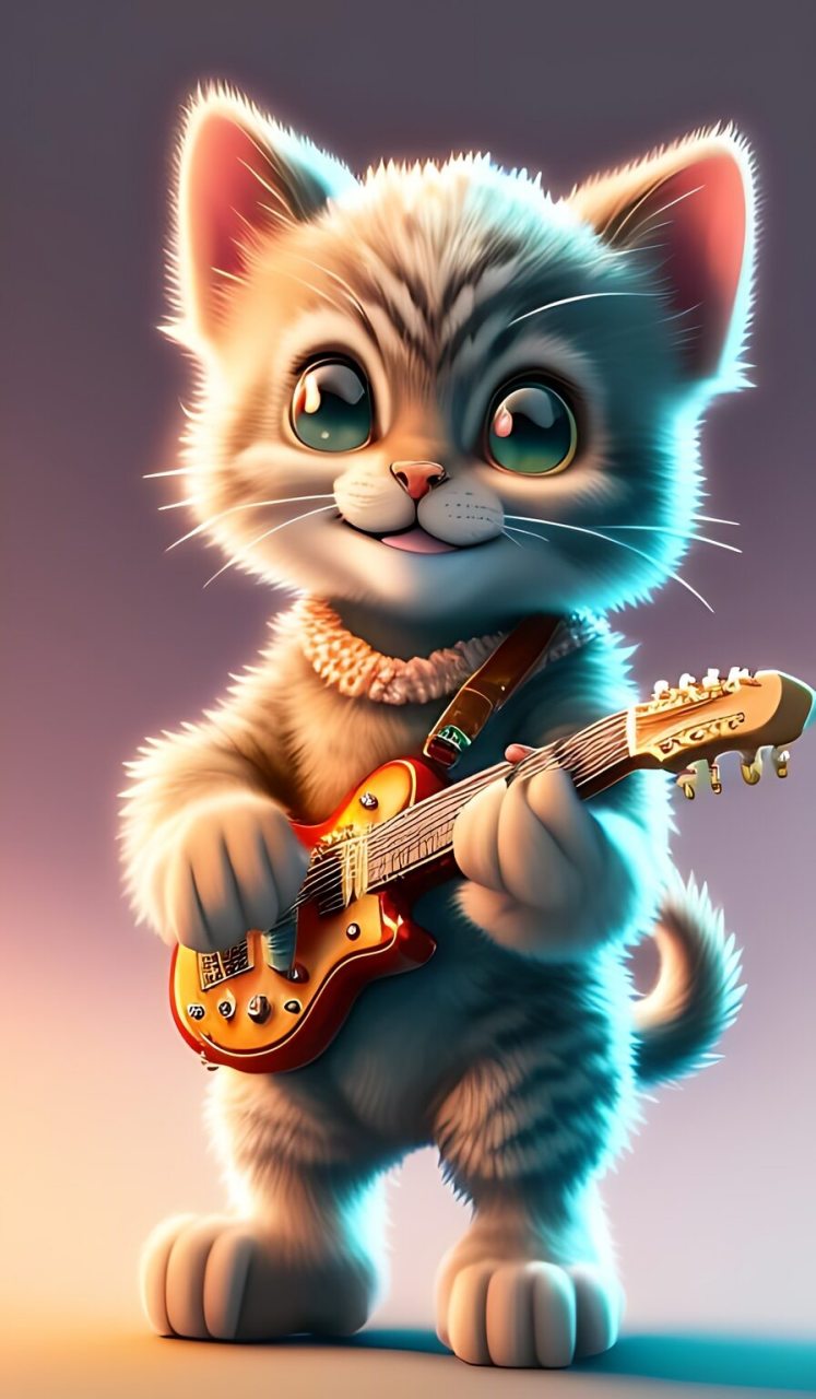弹吉他的猫#ai共创计划# #ai绘画