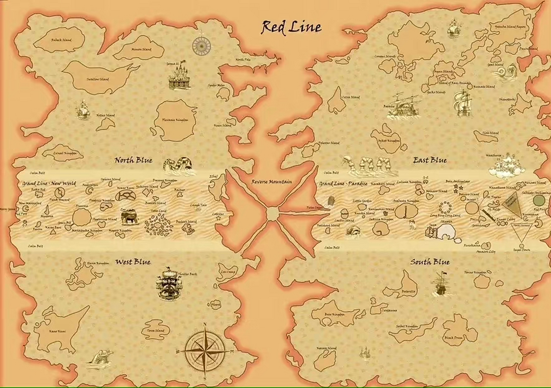 据说这是一张《海贼王》的世界地图,话说即使是海贼迷还是有点懵吧