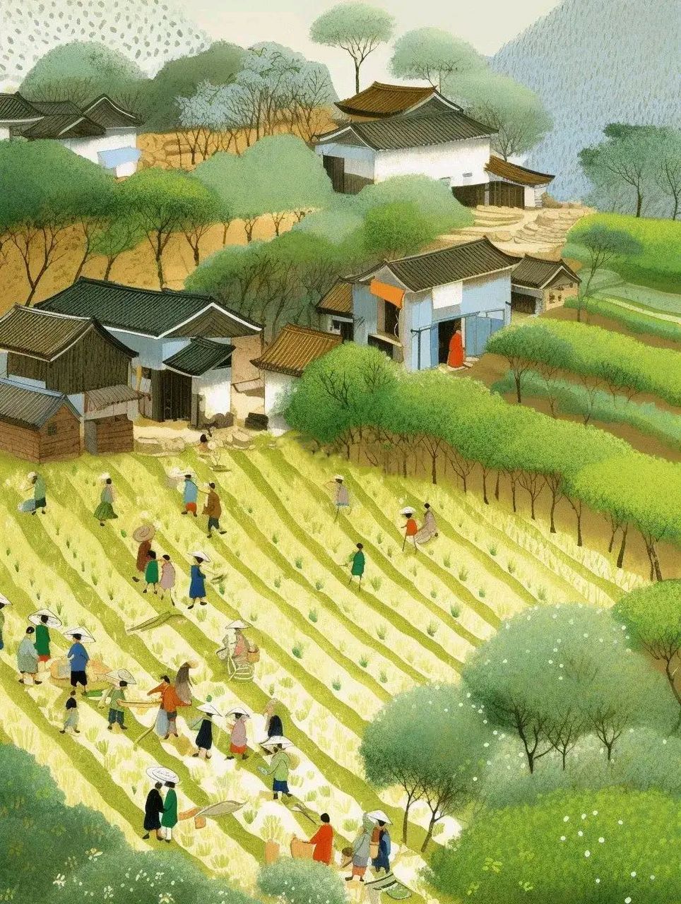 玩转兔年,乡村插画又是春耕时节