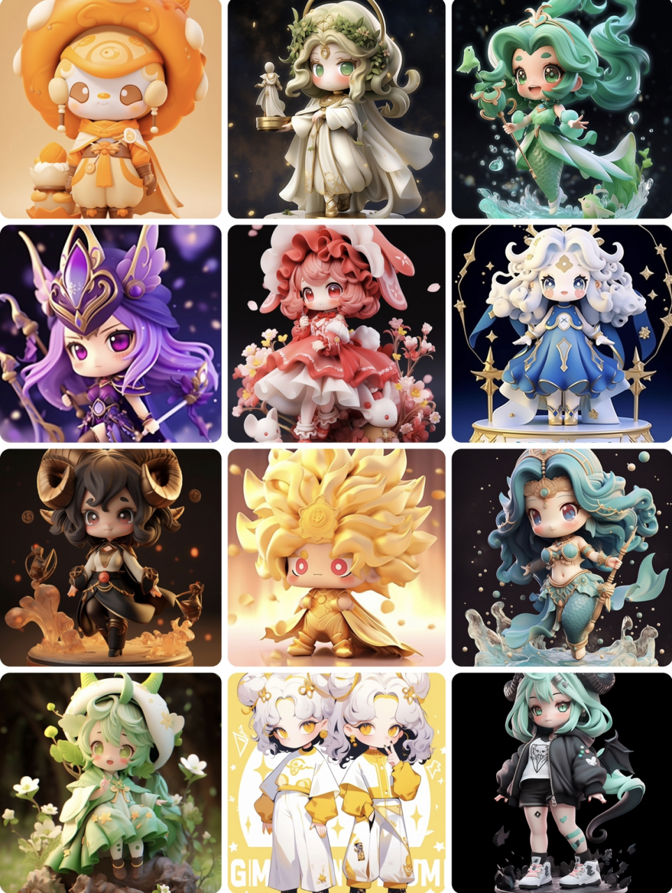 十二星座女孩_泡泡玛特风