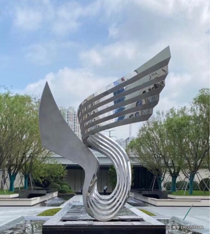 不锈钢抽象艺术翅膀装饰景观摆件雕塑