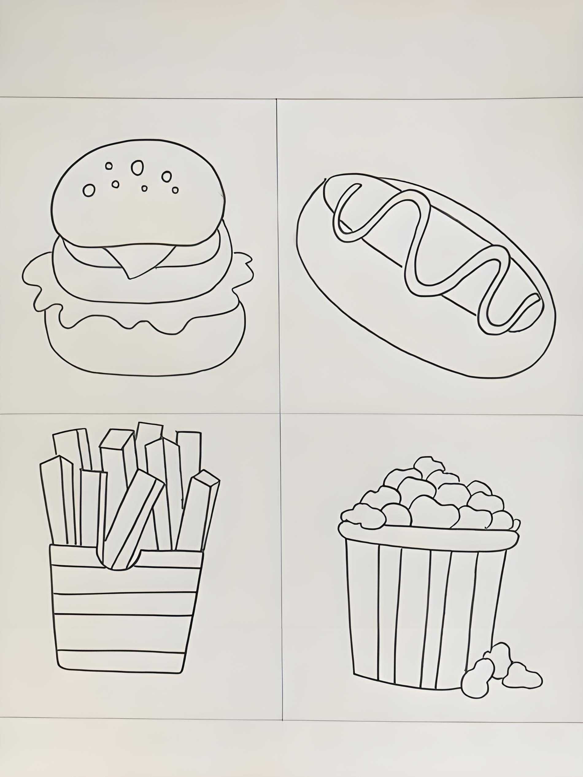 汉堡的简笔画 简单图片