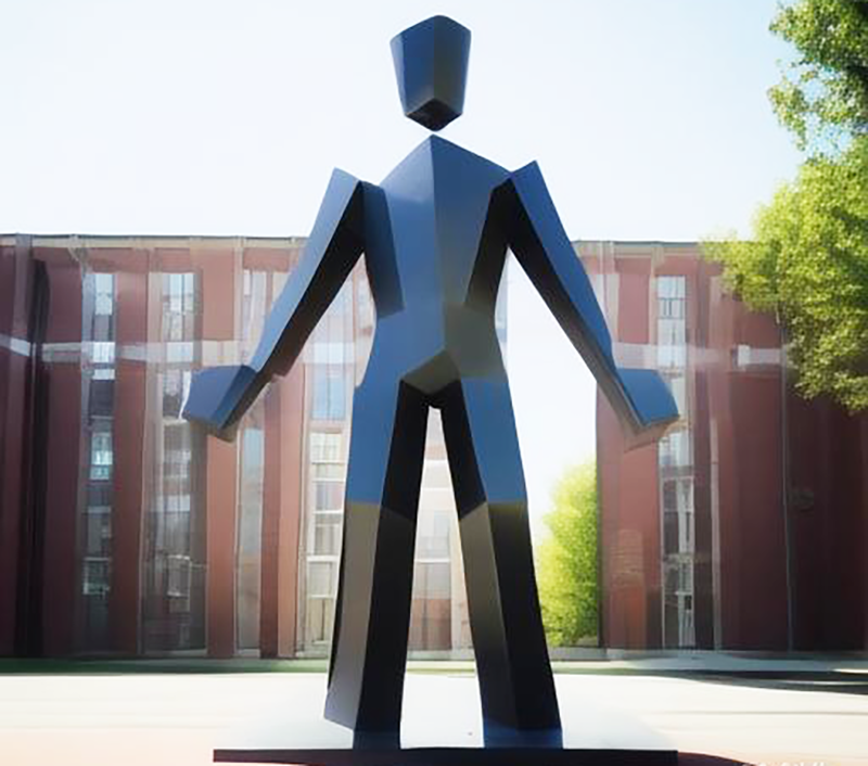 抽象不锈钢几何人物雕塑,板块拼接成型人物雕像