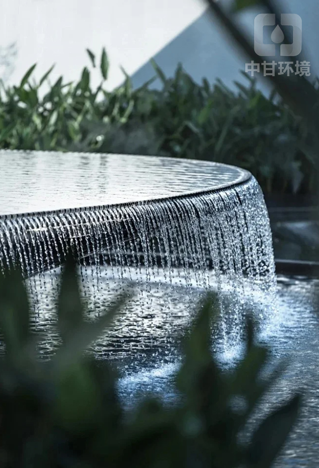 瀑布流水景观跌水水系喷泉售楼部小区公园景区水池造景