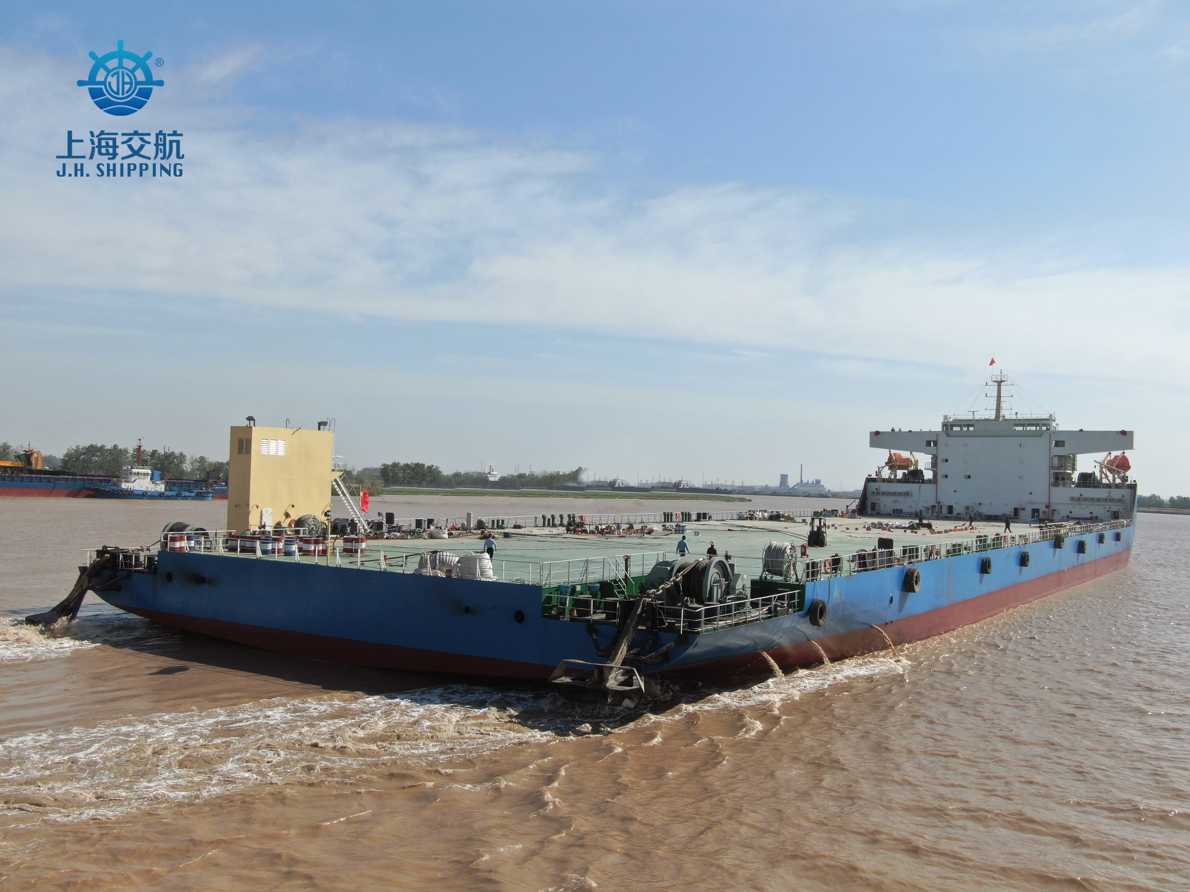 平板船运输填海石|5000吨平板驳船租赁